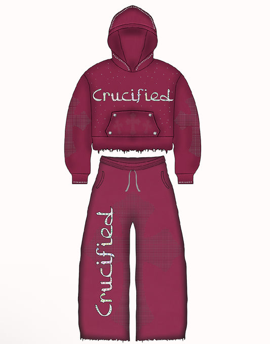 Crucified Pink Hoodie and Sweatpants Set